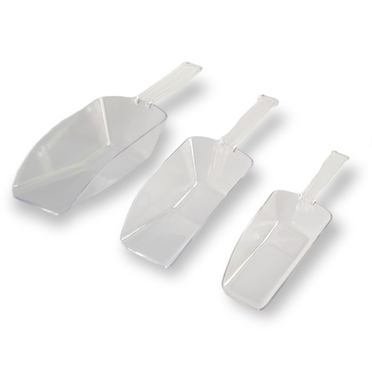 Handy Housewares 3 Piece Clear Plastic Kitchen Scoop Set - Nesting Sugar Scoop Set for Cereal, Oatmeal, Coffee, Powder